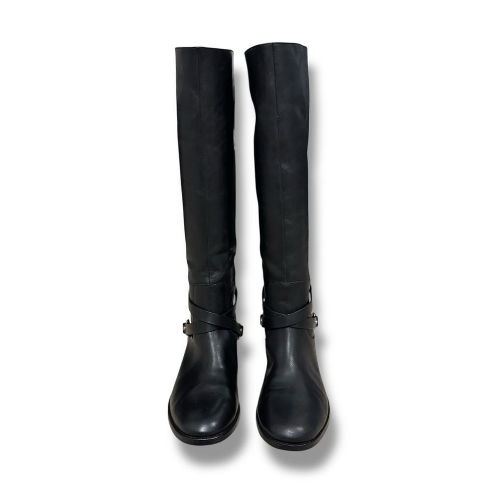 Lauren Ralph Lauren Jenny Riding Boots 8 Black Leather Equestrian Gold Hardware